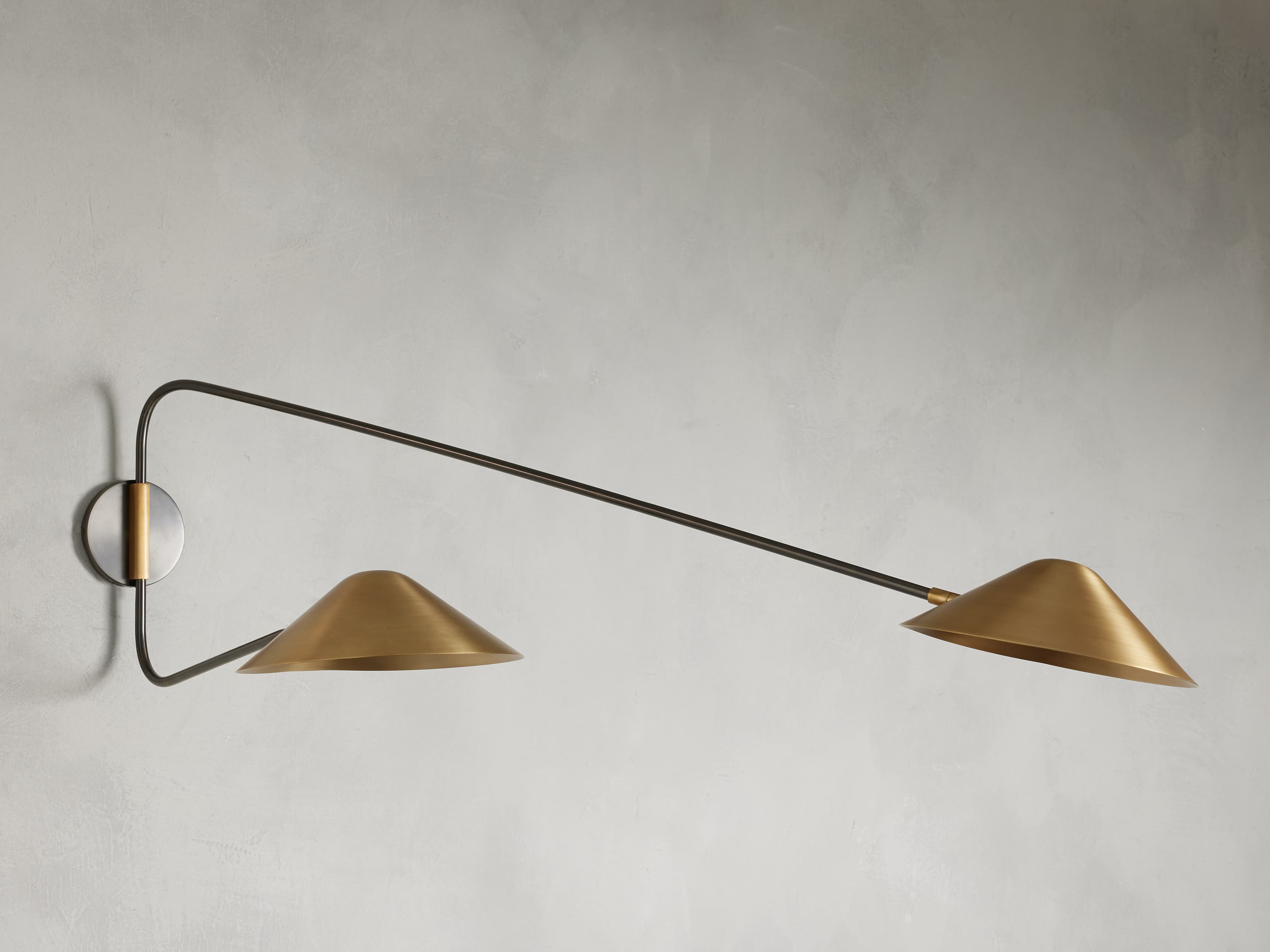 Simms Long Arm Double Wall Light, Hardwired Wall Sconce, detail 4