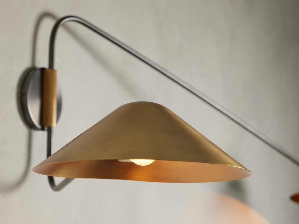 Simms Long Arm Double Wall Light, Hardwired Wall Sconce, detail 5