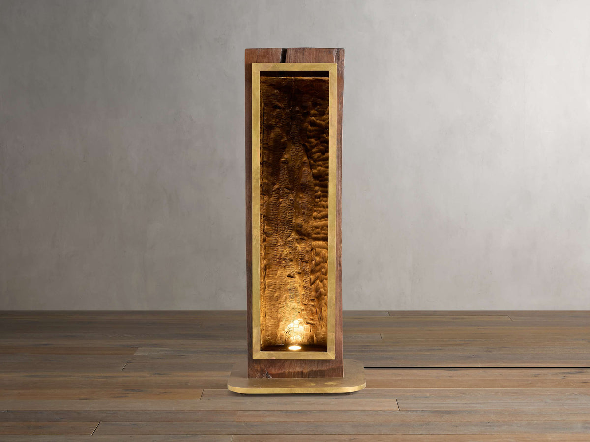 Vigas Floor Lamp floor lamp in brass, glass, wood, fabric | Tianguang Select