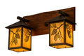 Balsam Pine 2-Light 12.00" Steel,Natural Wood Wall Sconce front view