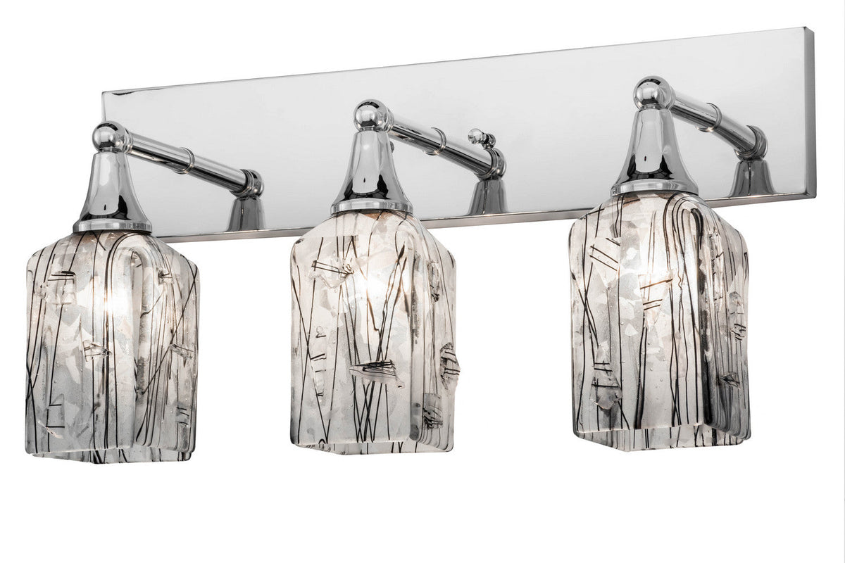 Metro Fusion Licorice 24 Inch 3-Light 13.00" Black Metal,Chrome Wall Sconce front view