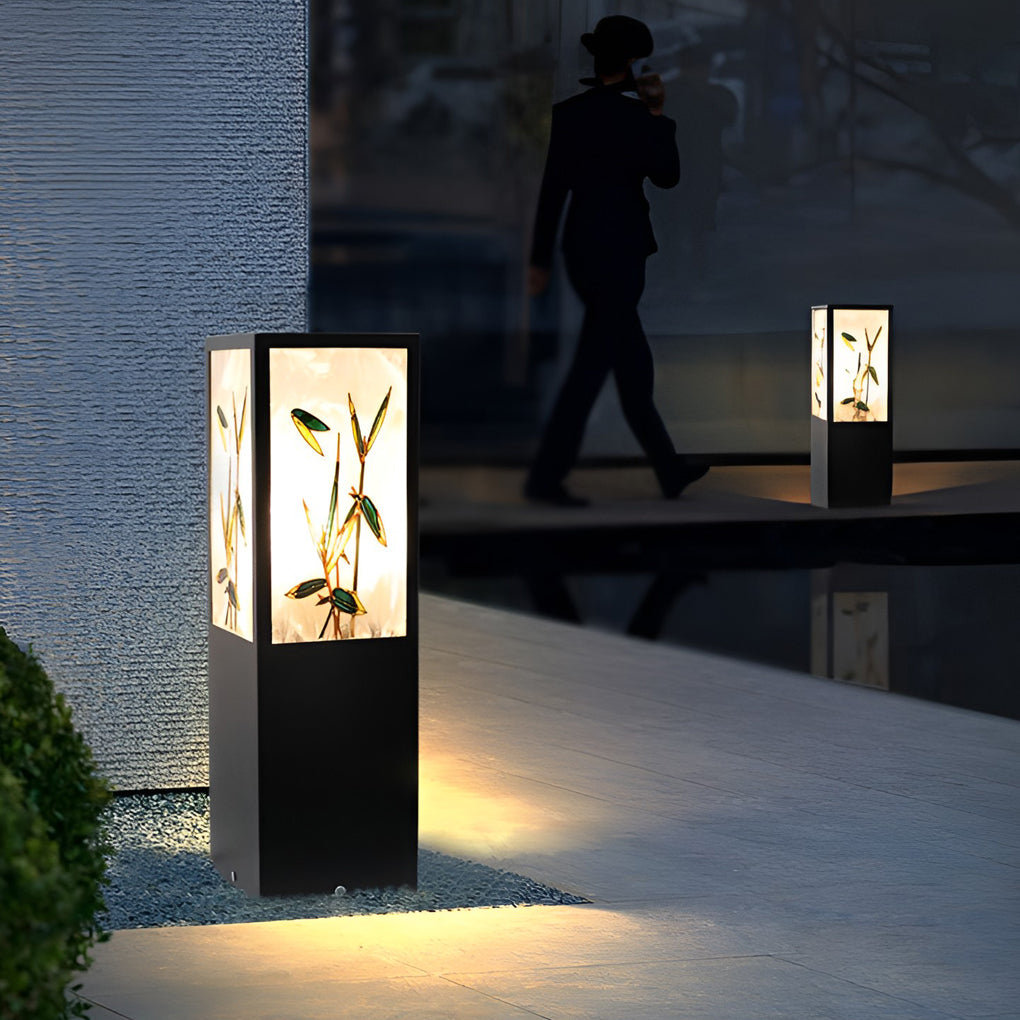 Square Landscape Pattern LED Vintage Solar Exterior Path Lights Post Lights, Outdoor Wall Light, detail 4
