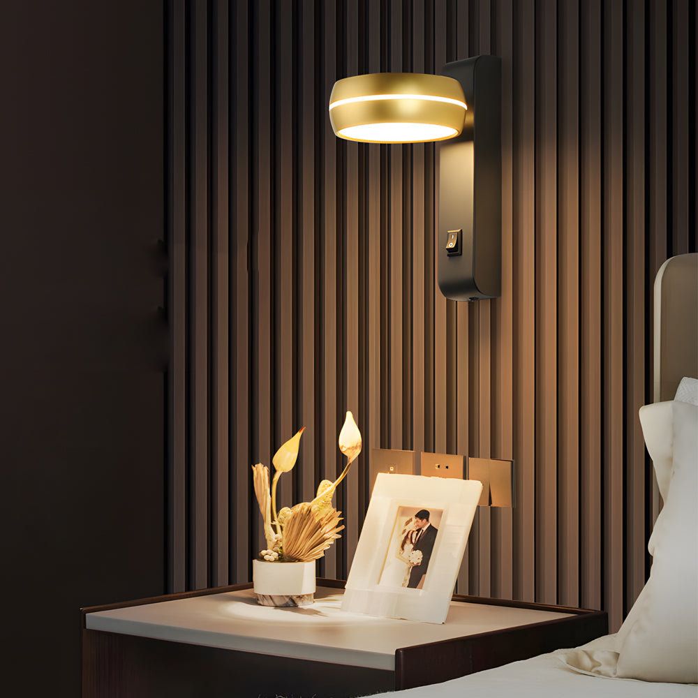 Circular 6W LED Wall Light Rotatable Bedside Lamp, Bedside Table Lamp, DIMENSIONS 7.9"
