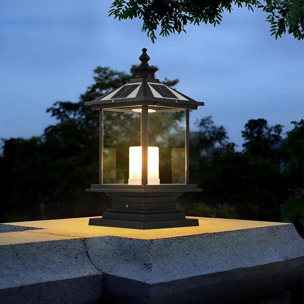 Glass Retro Waterproof Intelligent LED European Style Solar Fence Post Lights, Outdoor Wall Light, detail 2