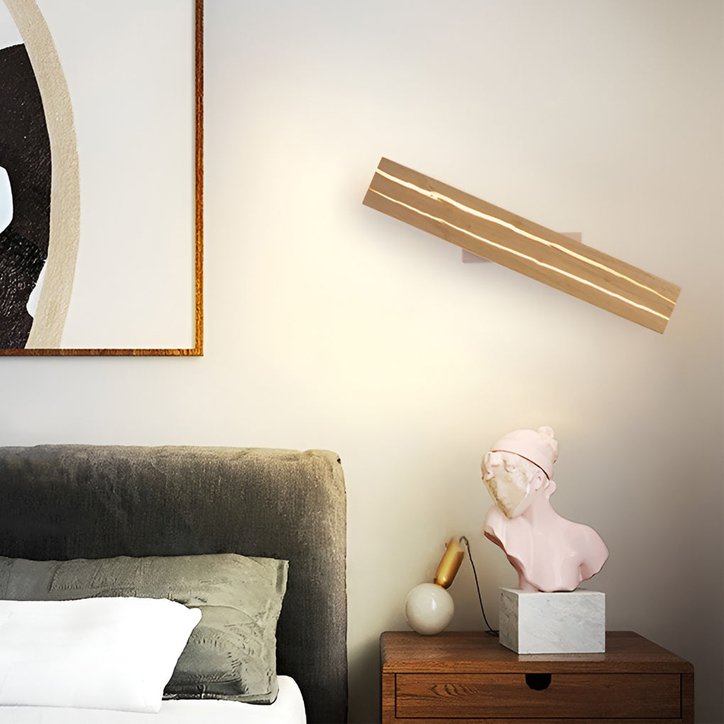 Adjustable Box Wood Three Step Dimming LED Contemporary Wall Light, Bedroom Wall Sconce, detail 5