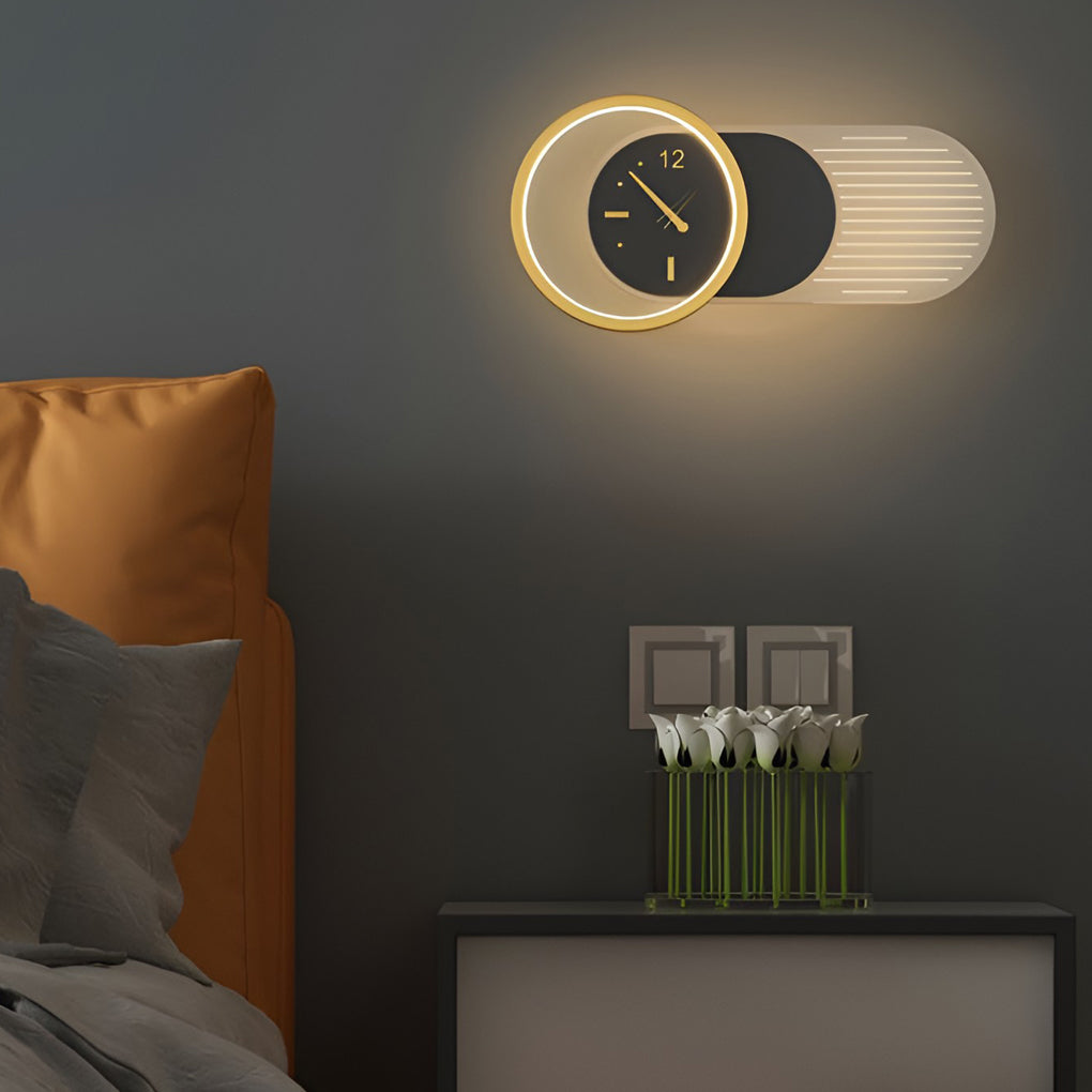 Creative Mute Clock Shaped LED Nordic Wall Light, Bedroom Wall Sconce, detail 2