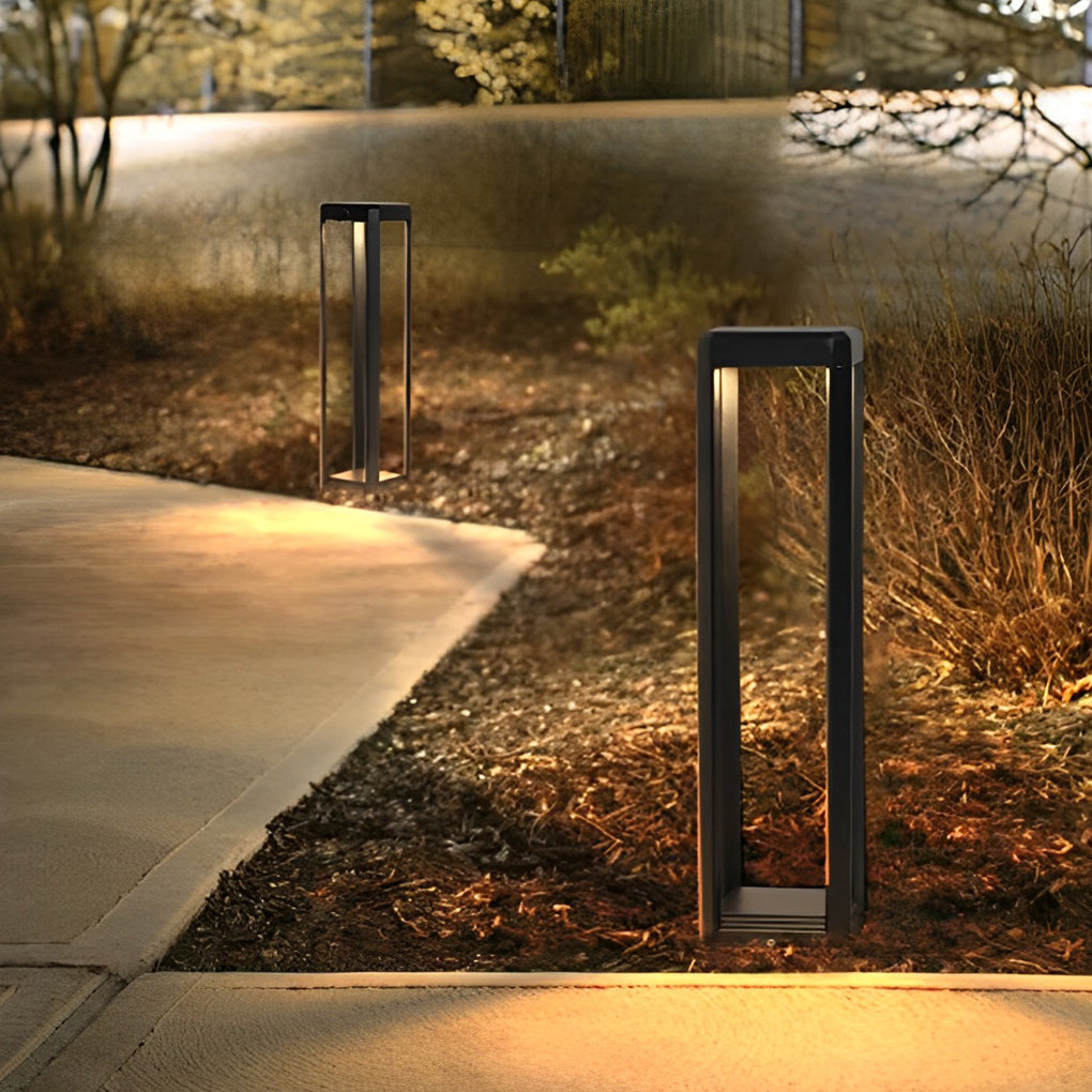 Square Clean-Lined Waterproof Stainless Steel Black Solar Pathway Lights, Outdoor Wall Light, detail 3