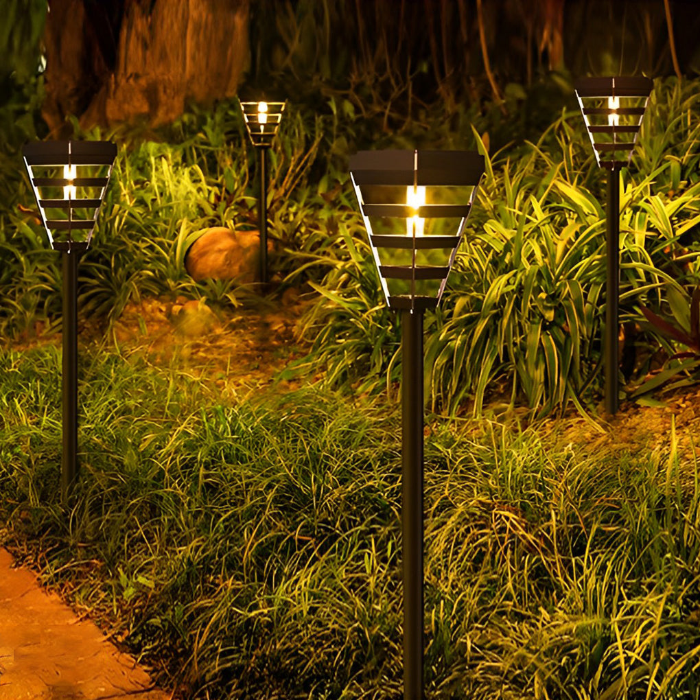 Waterproof LED Intelligent Light Control Black Contemporary Solar Lawn Lamp, Outdoor Wall Light, detail 5