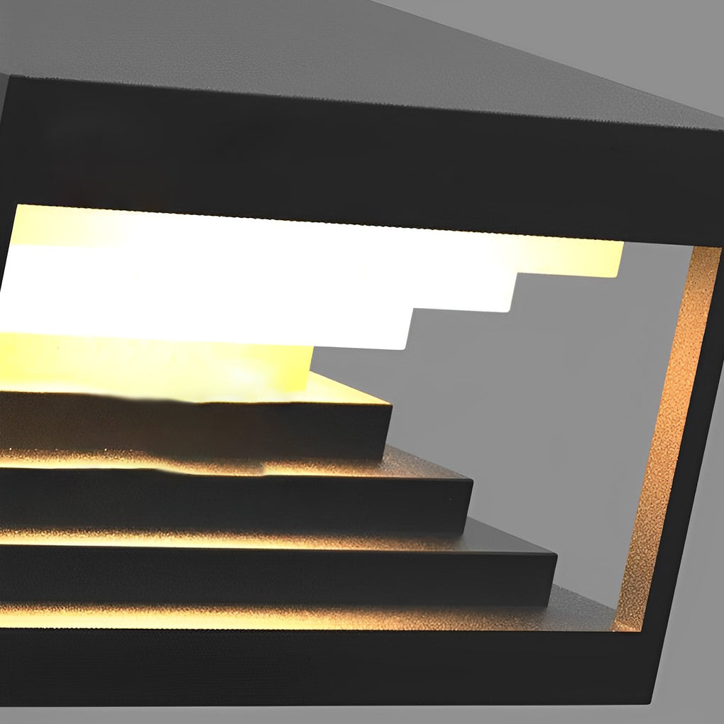 Square Steps Creative Waterproof LED Black Contemporary Solar Post Caps Lights, Outdoor Wall Light, detail 5