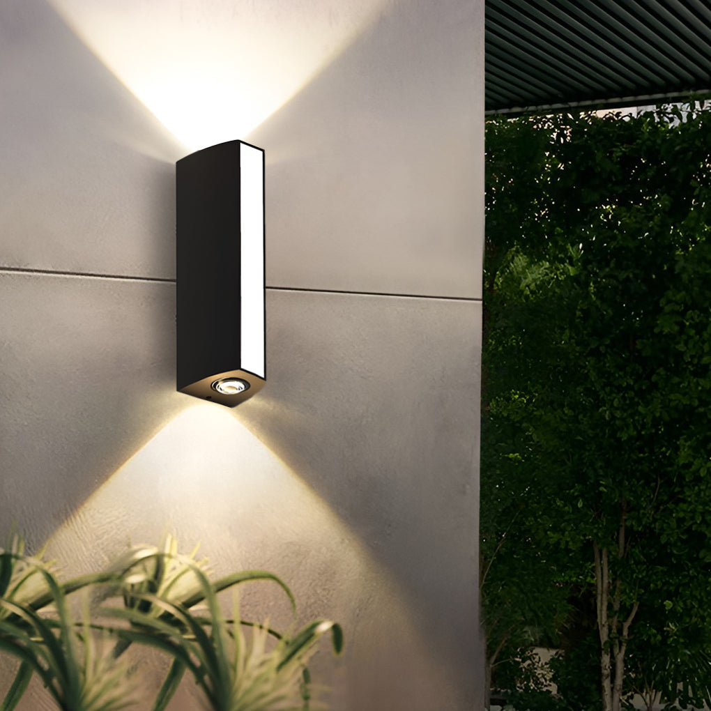 Box Led Up and Down Lights Waterproof Black Contemporary Wall Light, Bedroom Wall Sconce, detail 2