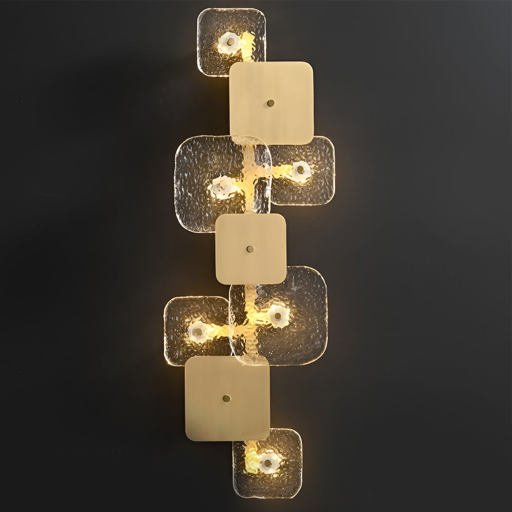 Creative Rounded Square Glass Copper LED Contemporary Wall Light, Bedroom Wall Sconce, detail 8
