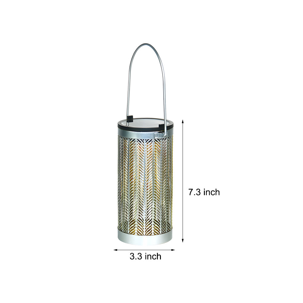 7.3-Inch H Metal Cutout Solar Portable Suspended Lantern, Bedside Table Lamp, detail 5