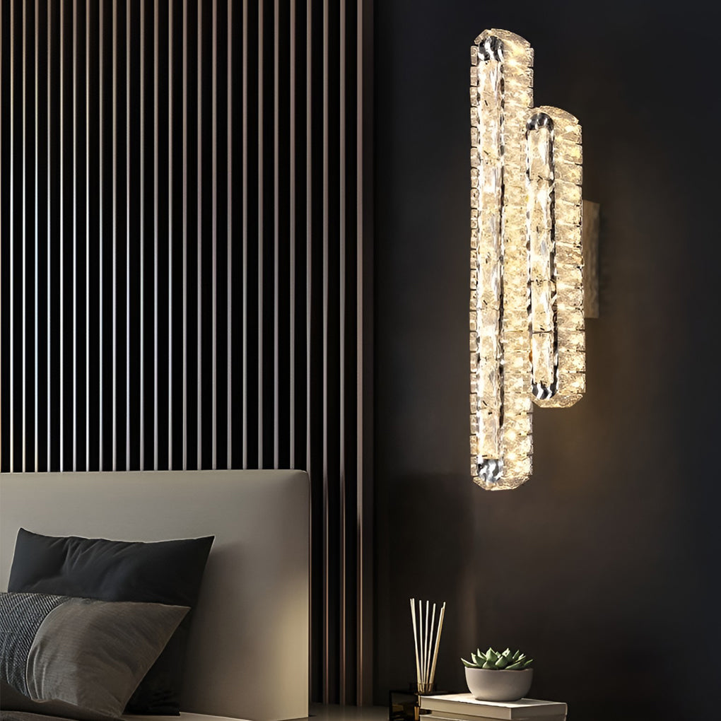 Double Strip Three Step Dimming Light LED Crystal Contemporary Wall Light, Bedroom Wall Sconce, detail 4