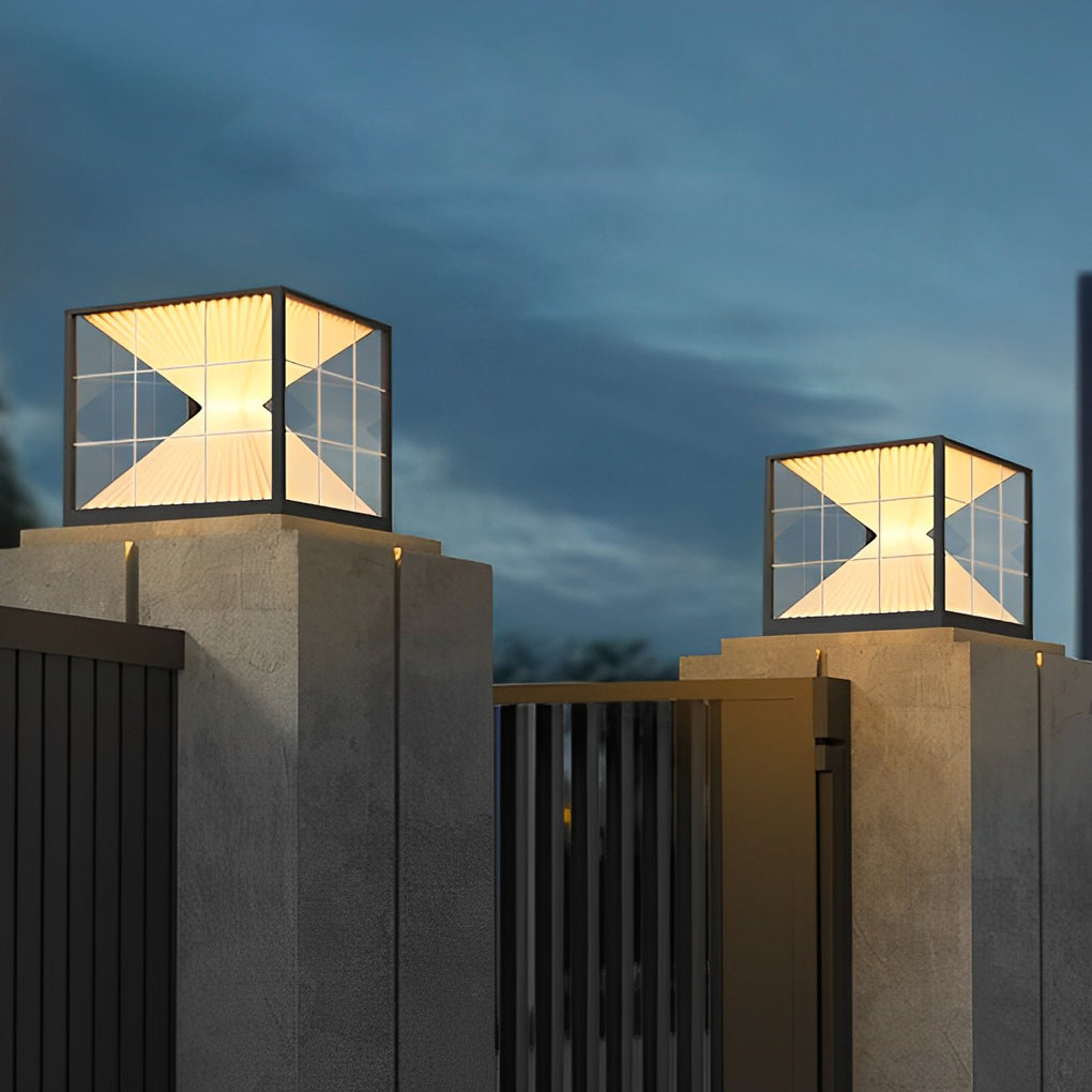 Square Creative Hourglass Shape LED Waterproof Solar Fence Post Lights, Outdoor Wall Light, detail 4
