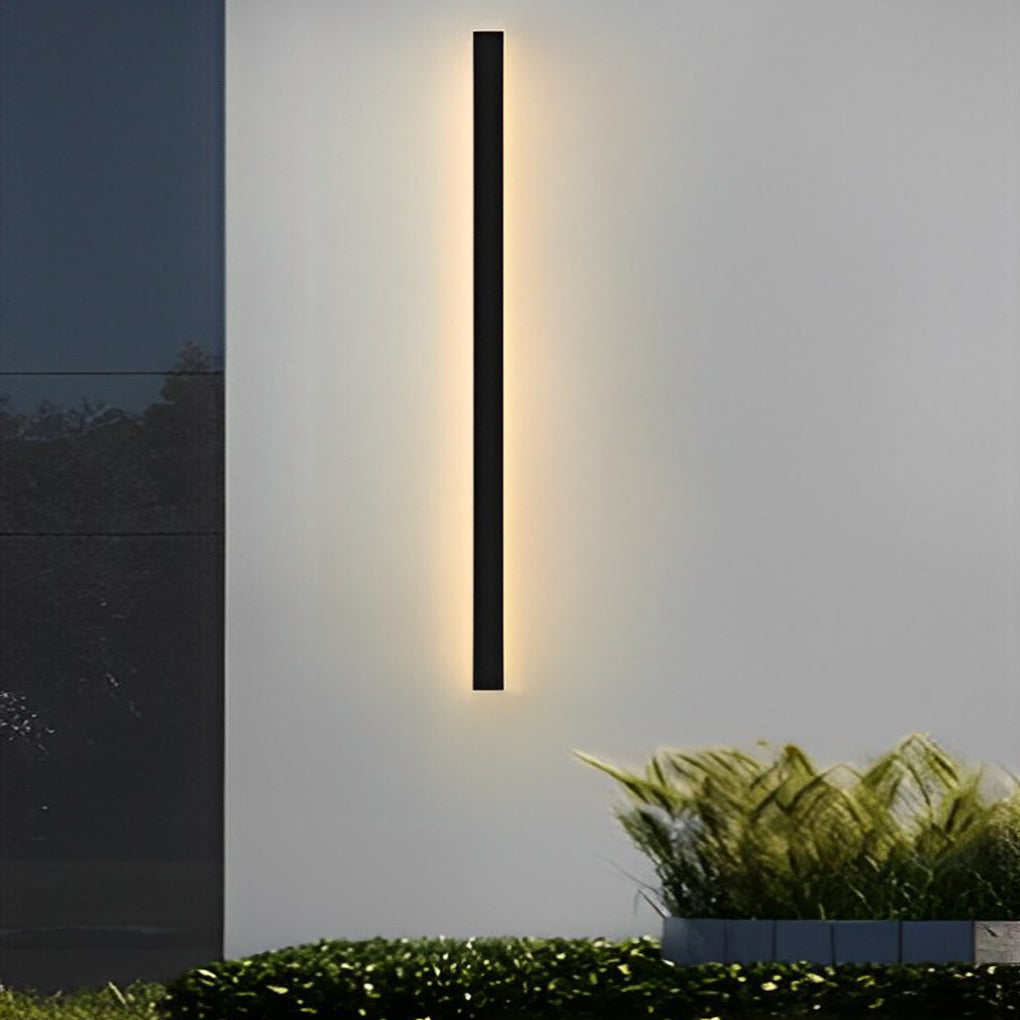Clean-Lined Long Strip LED Waterproof Black Contemporary Solar Wall Light, Wall Sconce, detail 2