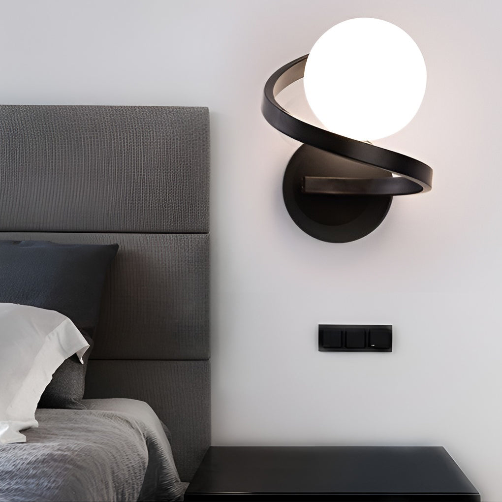 Electroplated Creative Curved Metal LED Contemporary Wall Light, Bedroom Wall Sconce, detail 4