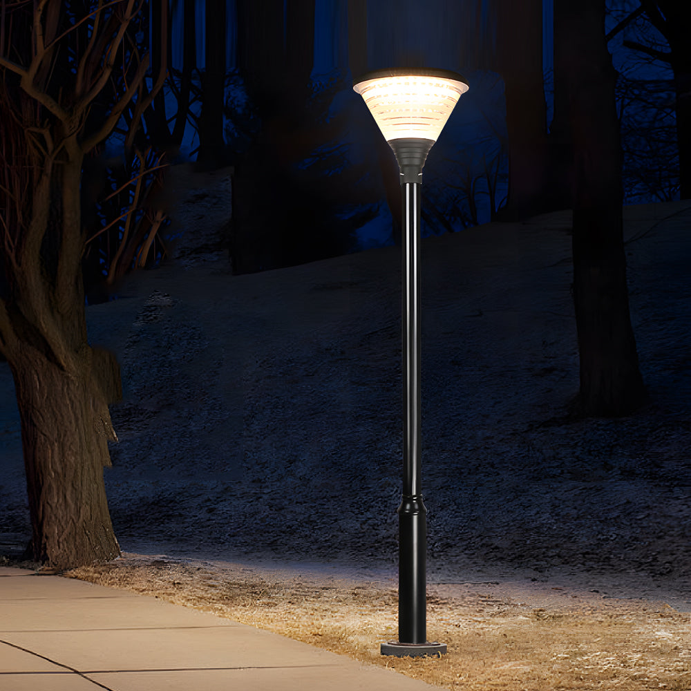 1-Light Circular Solar LED Exterior Lamp Post in Black, Outdoor Wall Light, detail 5