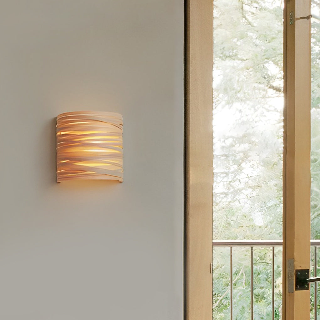 Semi-cylindrical Handmade Wood Decorative Contemporary Wall Light Atmosphere Light, Bedroom Wall Sconce, detail 5