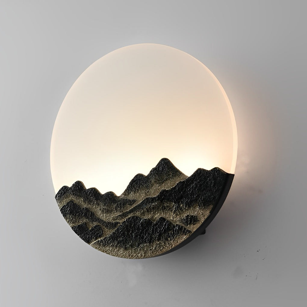 Circular Creative Mountain Scenery LED Waterproof Contemporary Exterior Wall Light, Outdoor Wall Light, detail 5