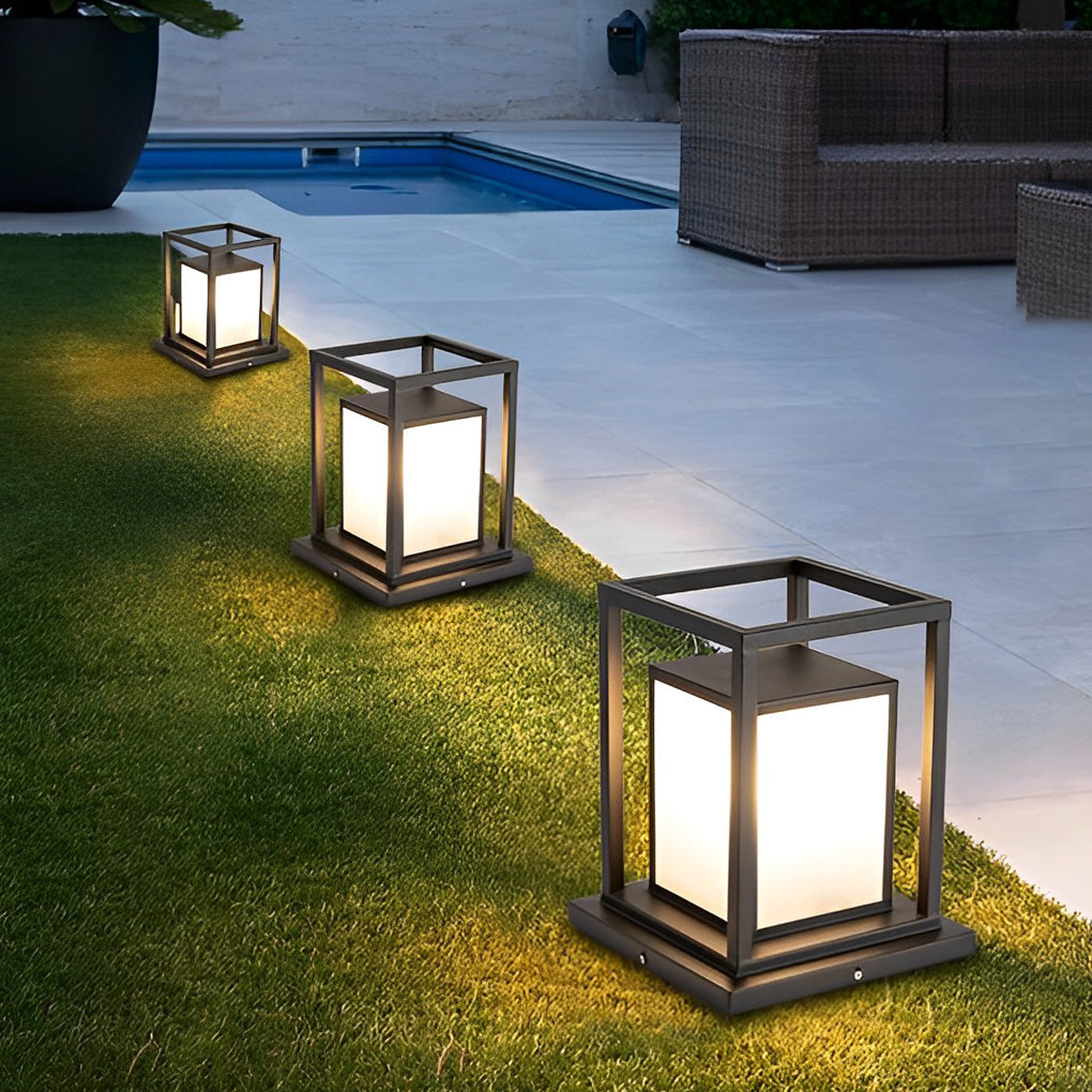 Exterior Waterproof LED Black Contemporary Solar Fence Post Lights Pillar Lamp, Outdoor Wall Light, detail 2