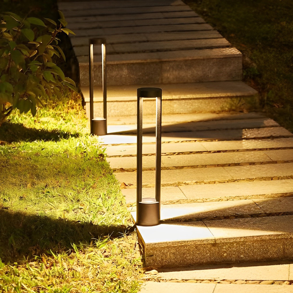 Circular Waterproof IP65 LED Aluminum Black Contemporary Exterior Pathway Lights, Outdoor Wall Light, Die-cast Aluminum, 11.8"