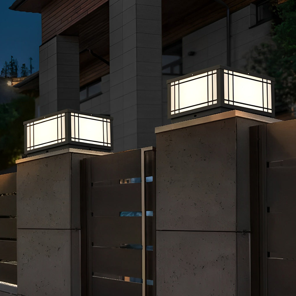 Stainless Steel Retro Grilles Waterproof LED 3 Step Dimming Solar Fence Post Lights with Remote, Outdoor Wall Light, detail 4