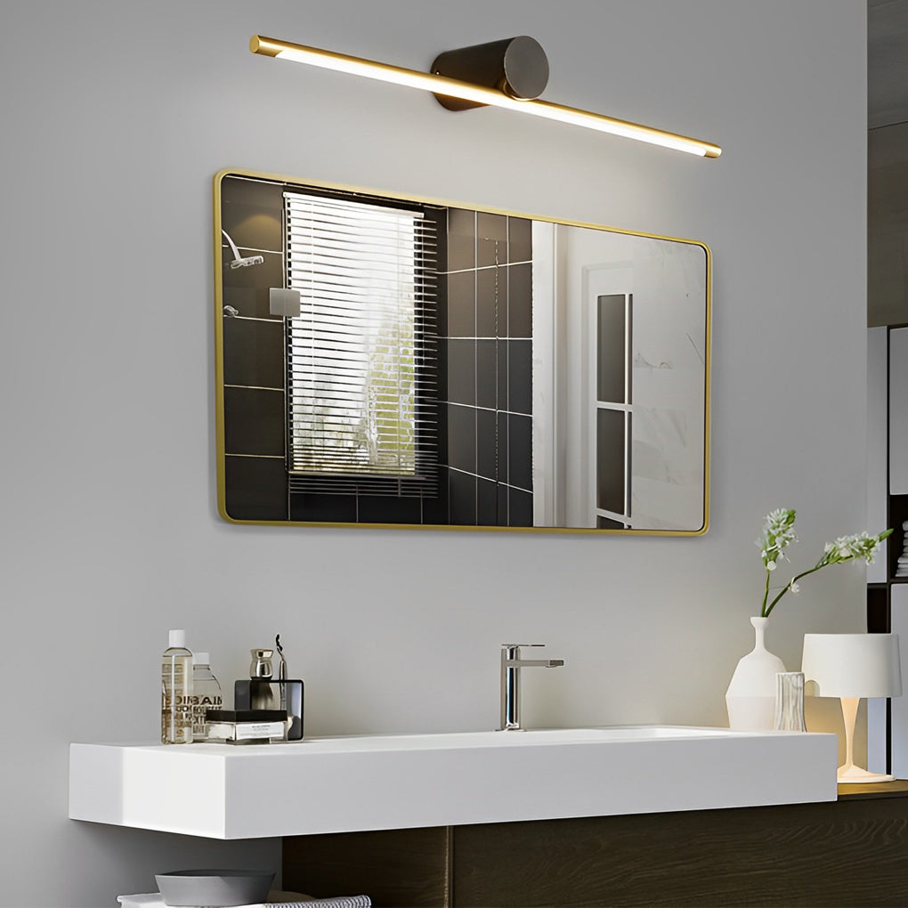Contemporary Two-Tone Bathroom Vanity Fixture with Cylinder Fixture and Linear Bar, Bathroom Vanity Light, detail 2