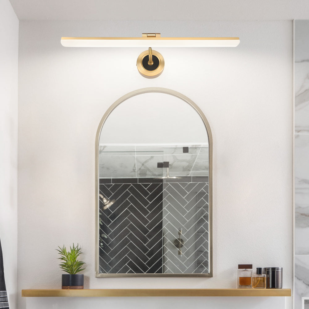 Modern Adjustable LED Bathroom Vanity Mirror Light with Rotatable Flat Bar in Gold/Black Finish, Bathroom Vanity Light, 22.8"