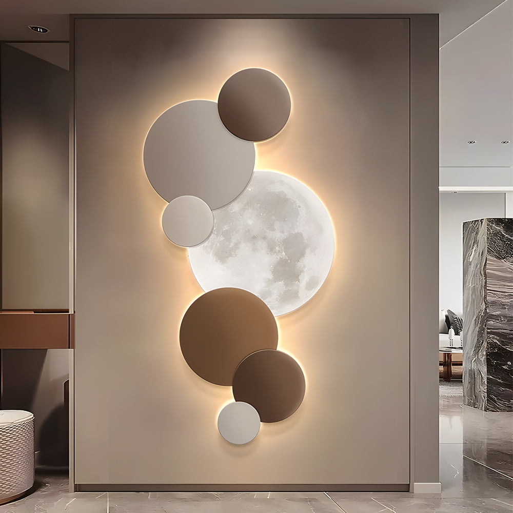Lunar Glow Circular LED Wall Light, Bedroom Wall Sconce, detail 3