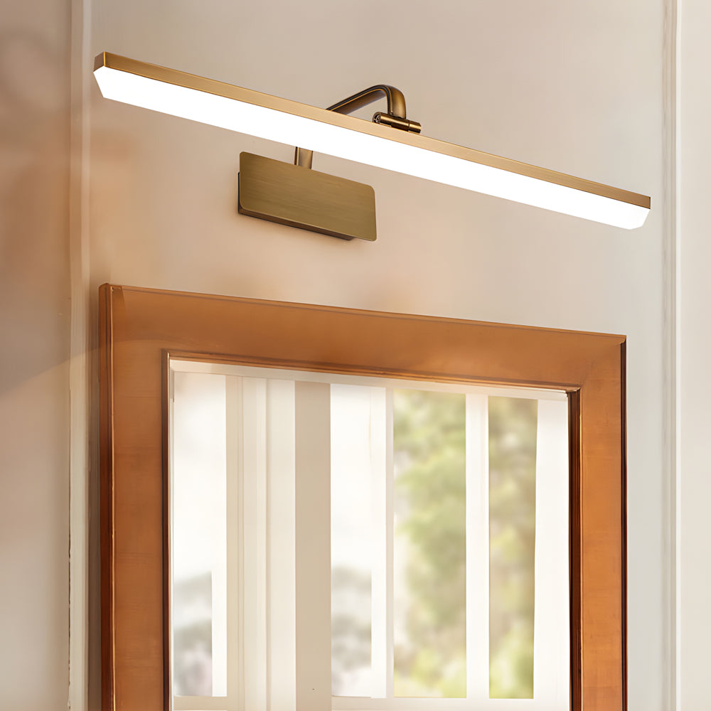 Brass Linear LED Bathroom Vanity Fixture with Curved Rod Design Elegant Mirror Fixture, Bathroom Vanity Light, detail 5