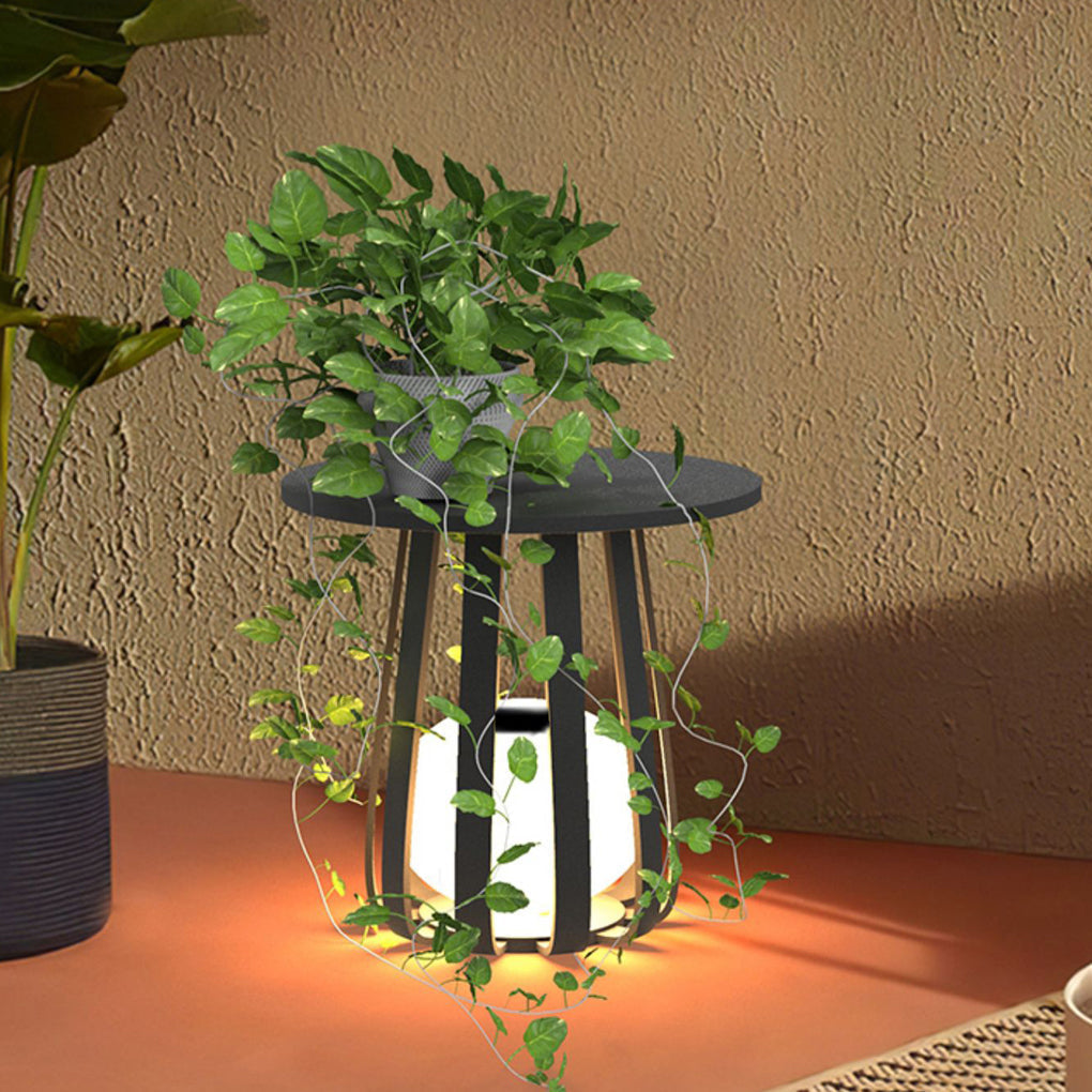 Circular Waterproof RGB Iron Small Coffee Table Solar Light Exterior Lanterns, Outdoor Wall Light, detail 2
