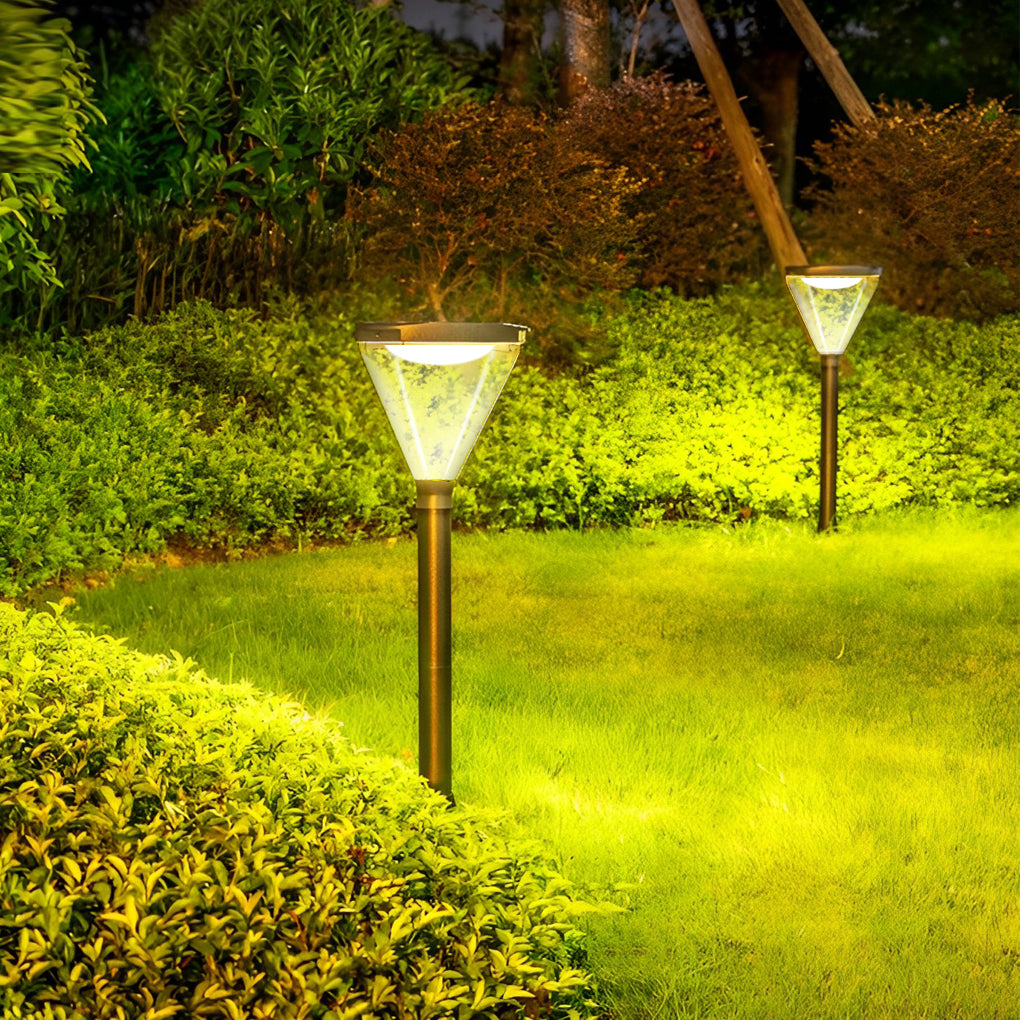 Waterproof Intelligent Light Control Led Black Contemporary Solar Lawn Lamp, Outdoor Wall Light, Die-cast Aluminum, 24"
