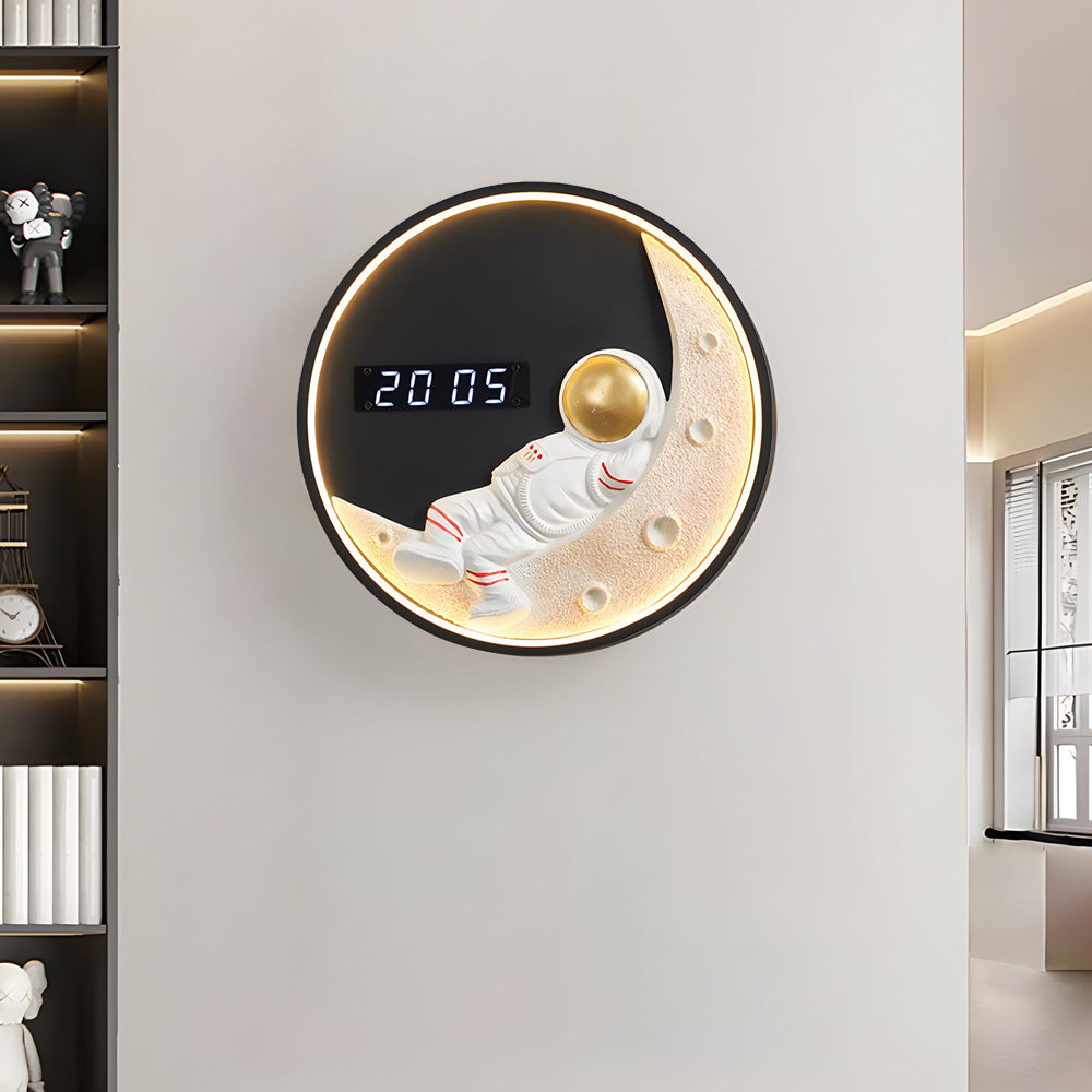 Moon LED Wall Light Wall Digital Clock Astronaut Decor 3 Color Wall Light, Hardwired Wall Sconce, detail 4