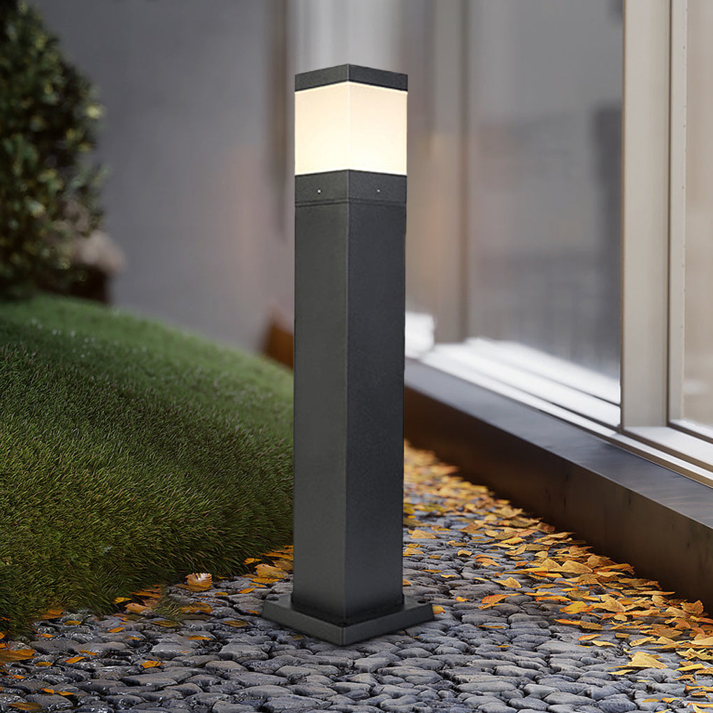 Square Waterproof LED Black Clean-Lined Contemporary Exterior Light Lawn Lamp, Outdoor Wall Light, detail 3