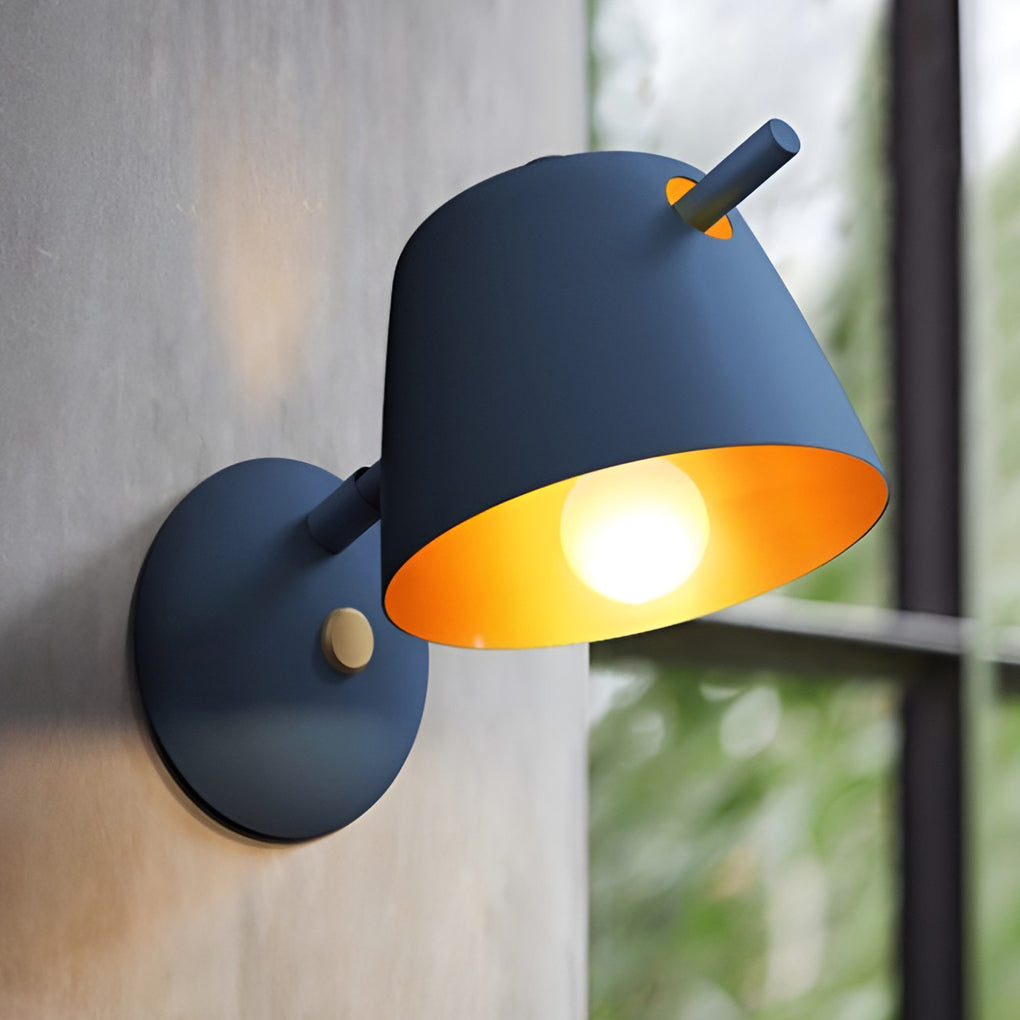 Hat-style Matte Metal Nordic Mounted Contemporary Wall Light, Bedroom Wall Sconce, detail 6