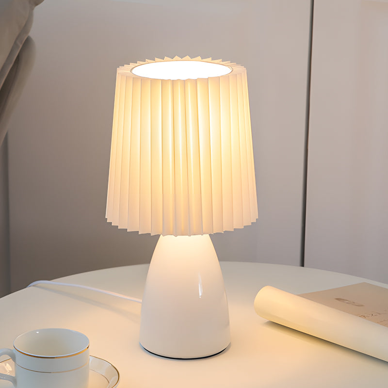 12 inch Pleated-Shade Glass Dimmable Table Light, Bedside Table Lamp, detail 3