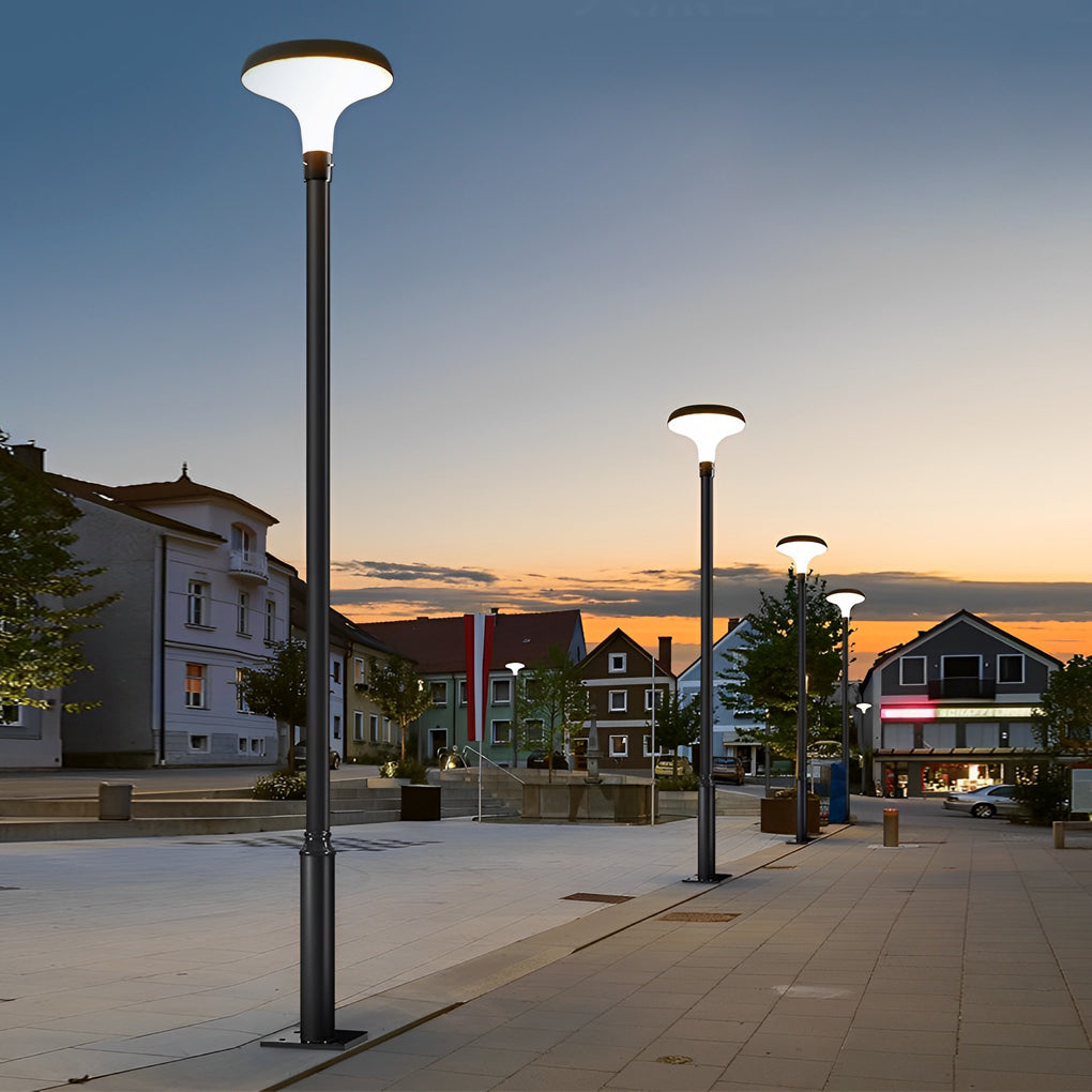 Circular Mushroom Waterproof Intelligent Black Contemporary Solar Lamp Post Light, Outdoor Wall Light, detail 4