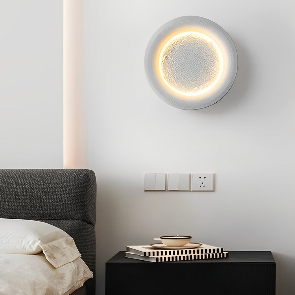 Creative Resin Circular Moon LED Nordic Wall Light, Bedroom Wall Sconce, detail 3