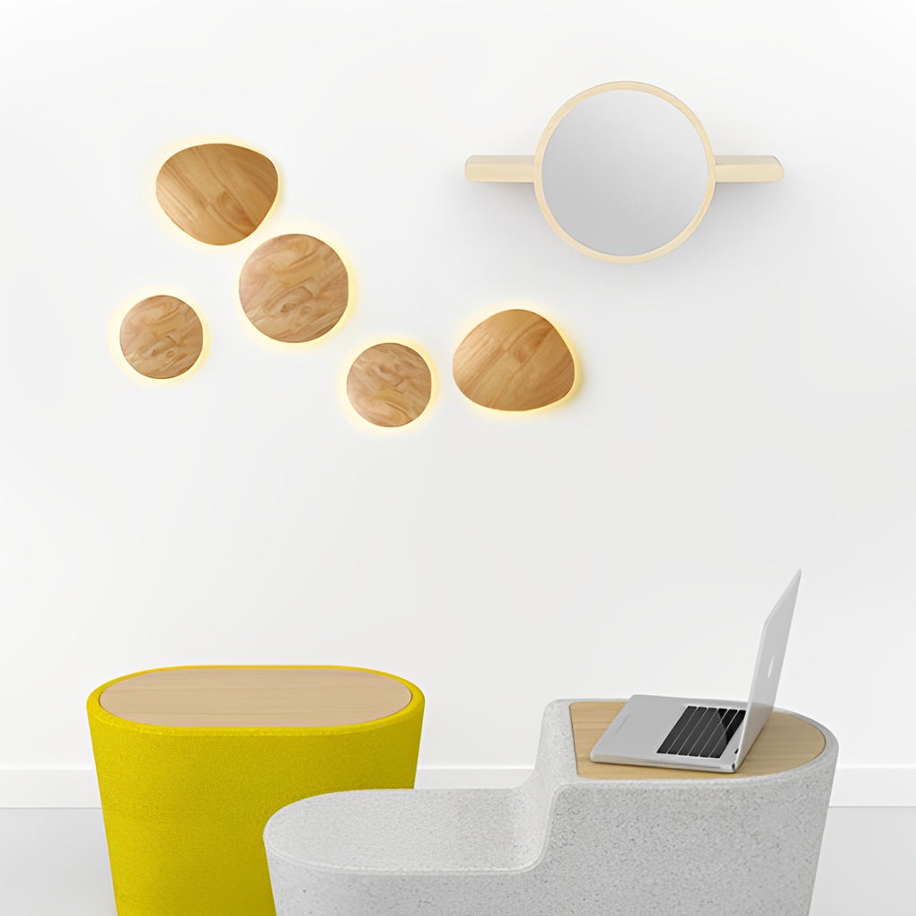 Circular Oval Creative LED Wood Nordic Bedside Wall Light, Bathroom Wall Sconce, detail 5