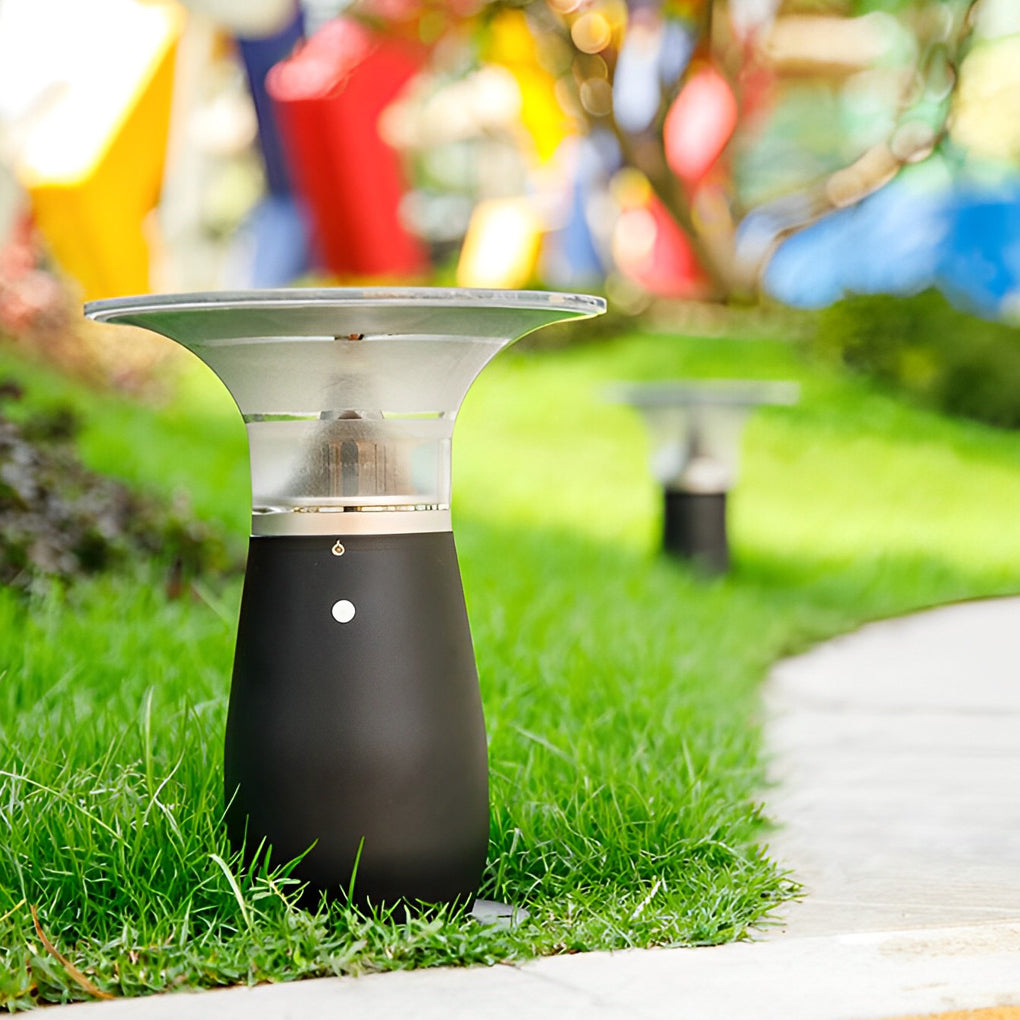 Mushroom Shaped Waterproof LED Black Contemporary Solar Post Lights Path Lights, Outdoor Wall Light, detail 6