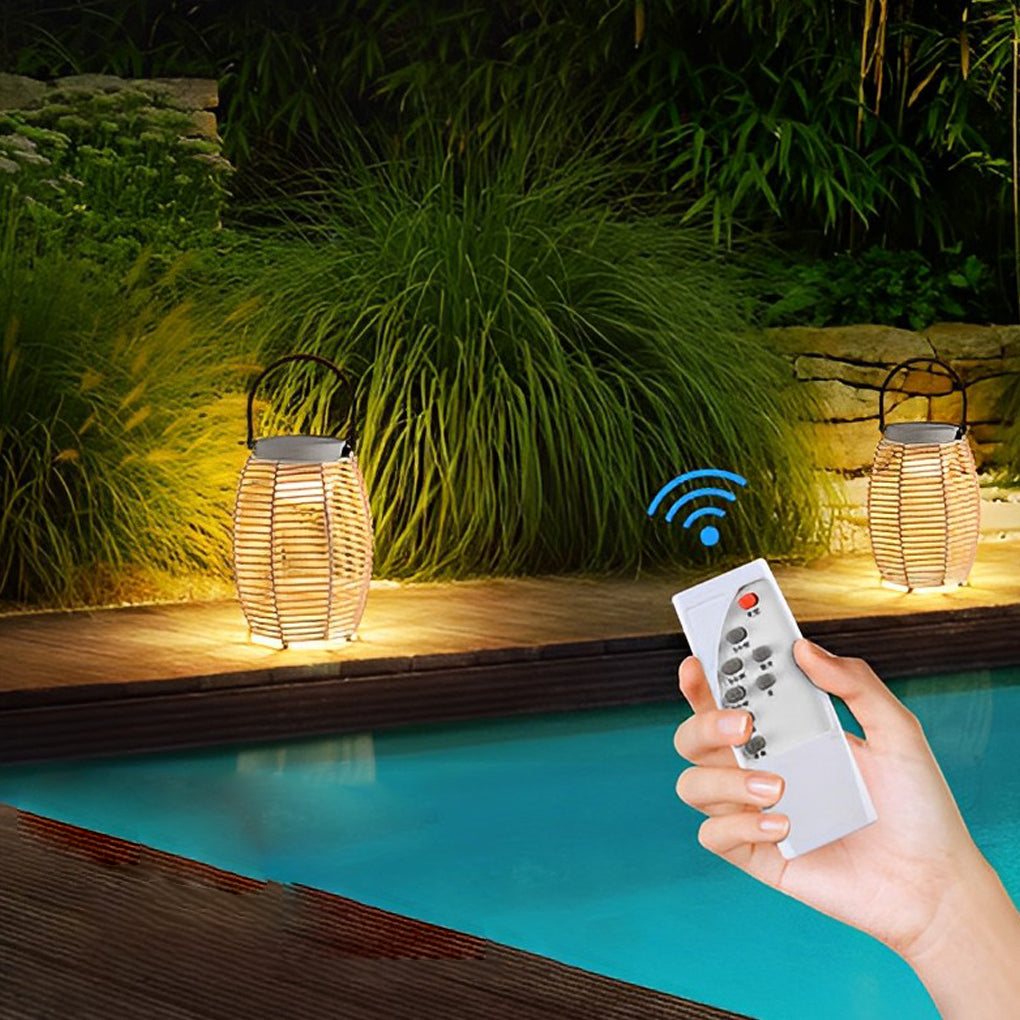 Portable Rattan LED Waterproof Solar Powered Exterior Lantern Lights, Outdoor Wall Light, detail 6