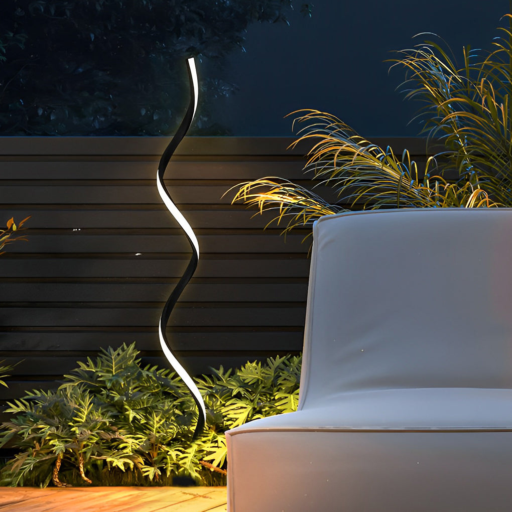 Creative Twisted Seaweed Shaped Waterproof LED Contemporary Solar Lawn Lights - 41" Die-cast Aluminum, Bedside Table Lamp, detail 5