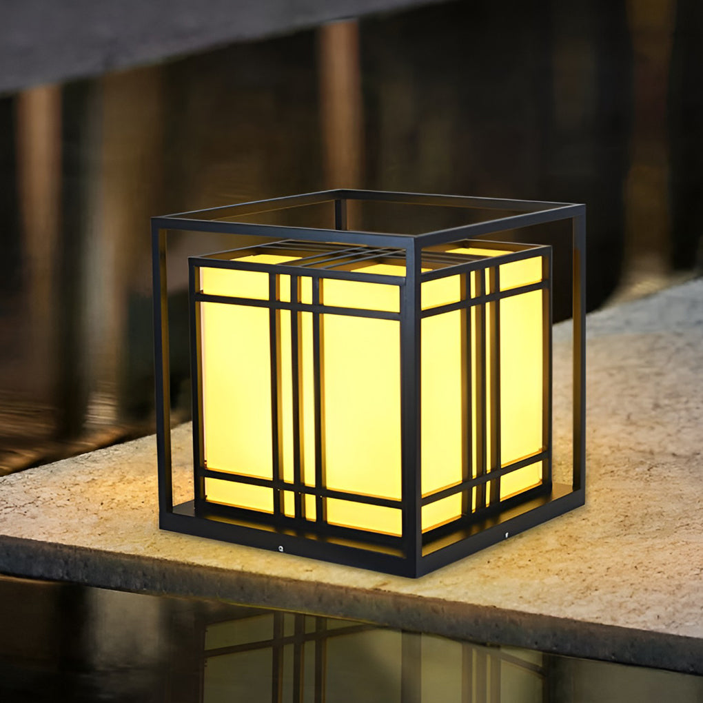 Retro Square Waterproof LED Black Contemporary Exterior Post Caps Lights, Outdoor Wall Light, detail 2