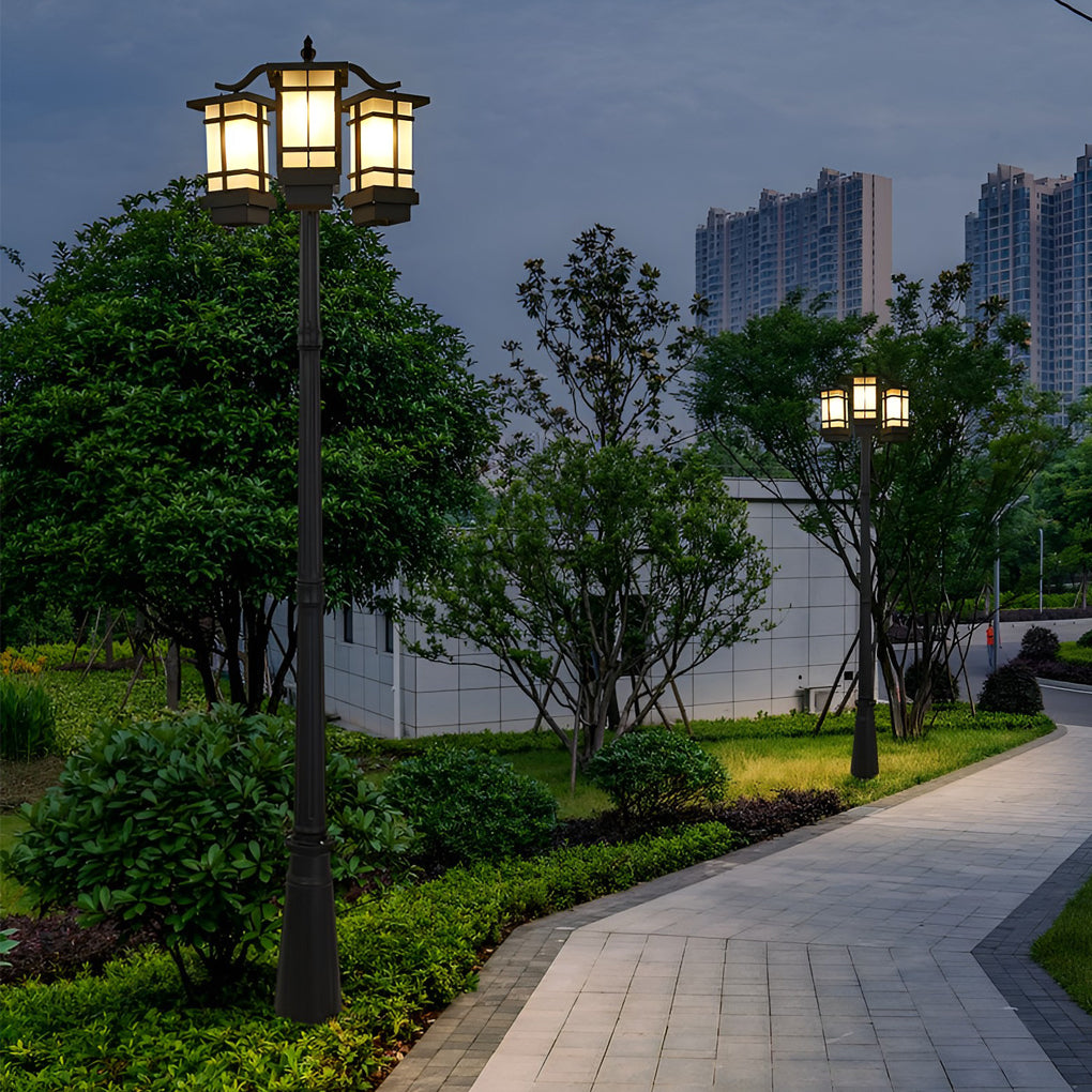 3 Lights Waterproof Black Contemporary Exterior Post Lights Public Lighting, Outdoor Wall Light, detail 3