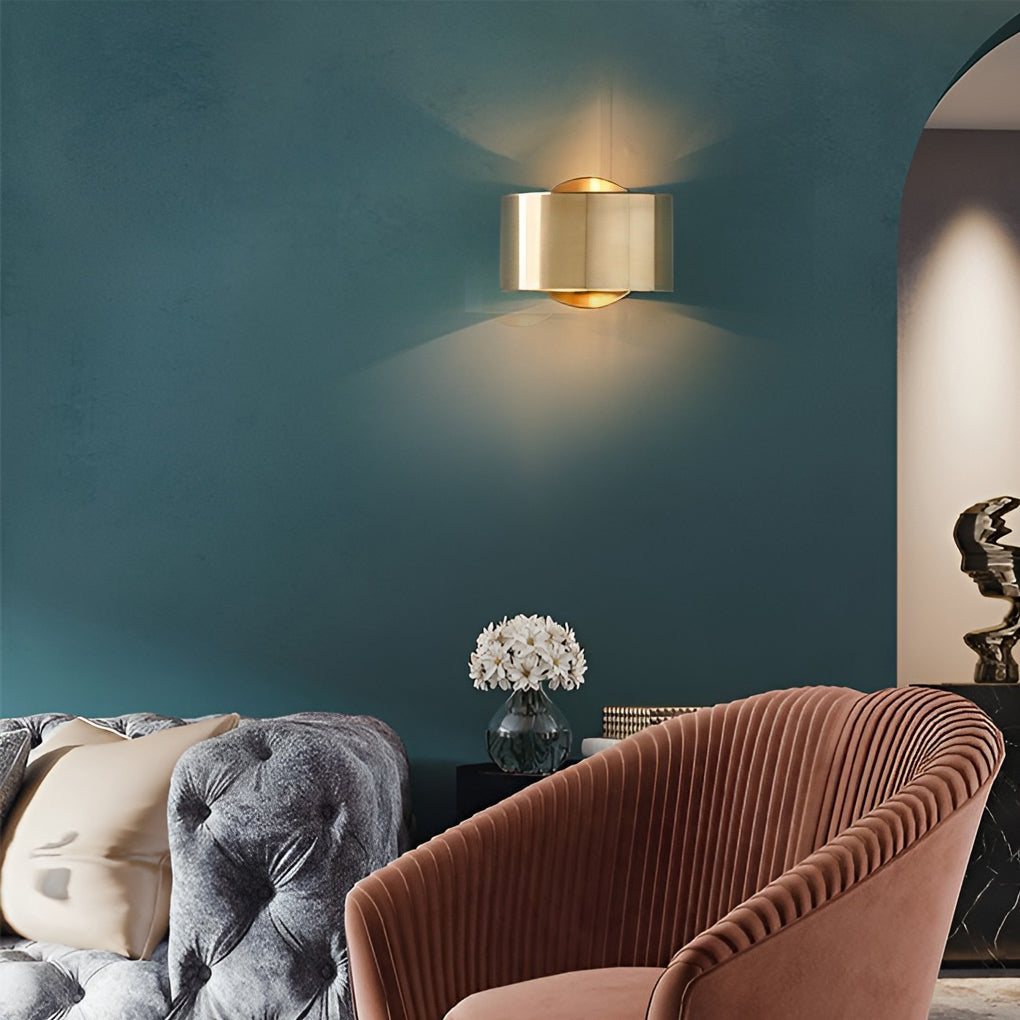 Circular Up and Down Lights Gold Nordic Wall Light, Bedroom Wall Sconce, detail 2