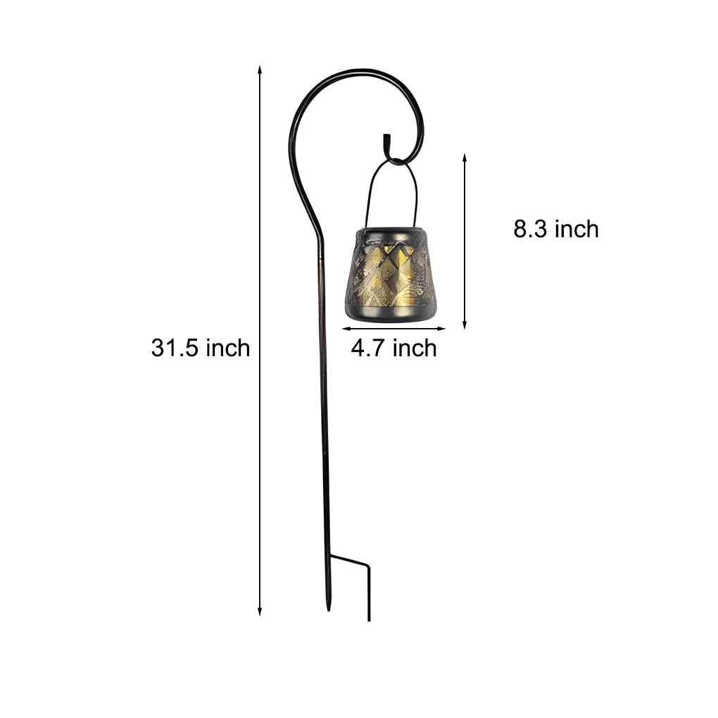 2PCS Iron Kettle Hollow Projection LED Portable Retro Solar Lanterns, Outdoor Wall Light, detail 5