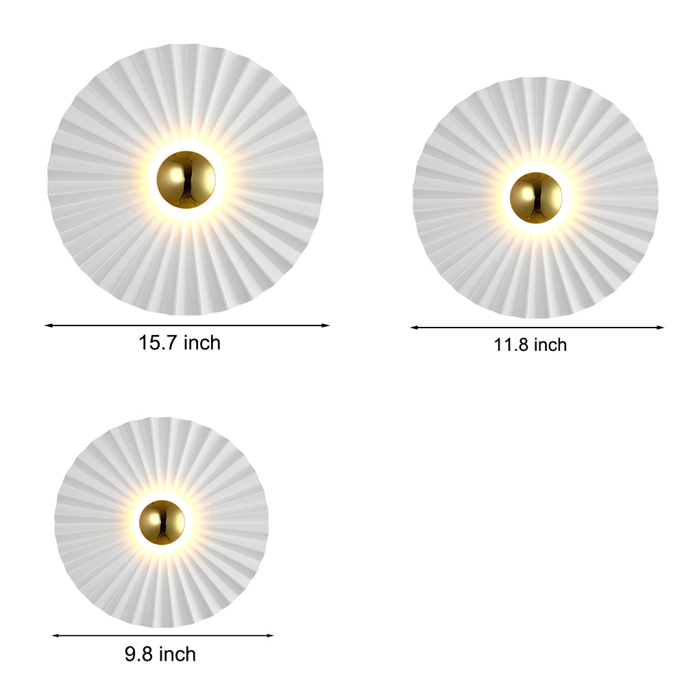 Lotus Leaf Circular Pleated LED Creative White Contemporary Wall Fixtures Fixture, Hardwired Wall Sconce, detail 8
