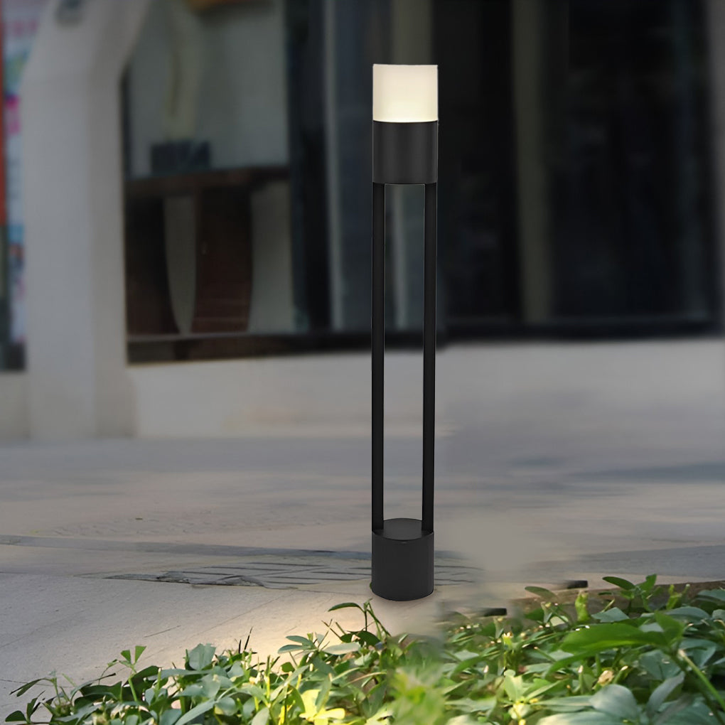 Circular Clean-Lined Exterior Post Lights Waterproof LED Pole Light Exterior Lights, Outdoor Wall Light, Aluminum, 24"
