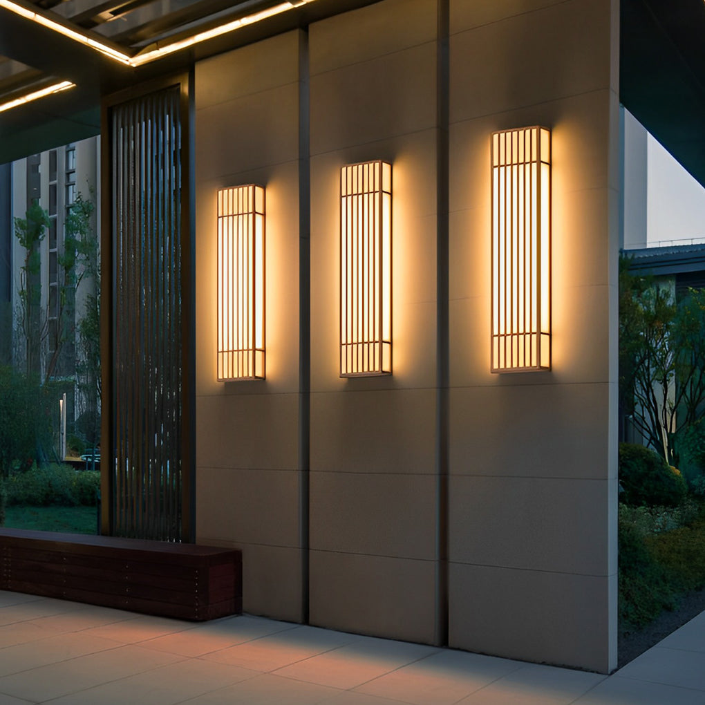 Retro Vertical Stripe Grid LED Waterproof Brown Exterior Wall Light, Outdoor Wall Light, detail 5