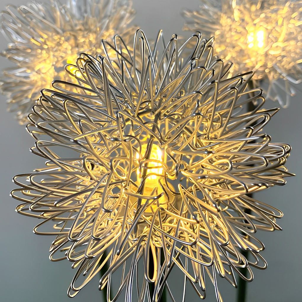 Stainless Steel 2PCS Aluminum Dandelions Flowers Decor Waterproof LED Solar Lawn Light, Night Light, detail 6